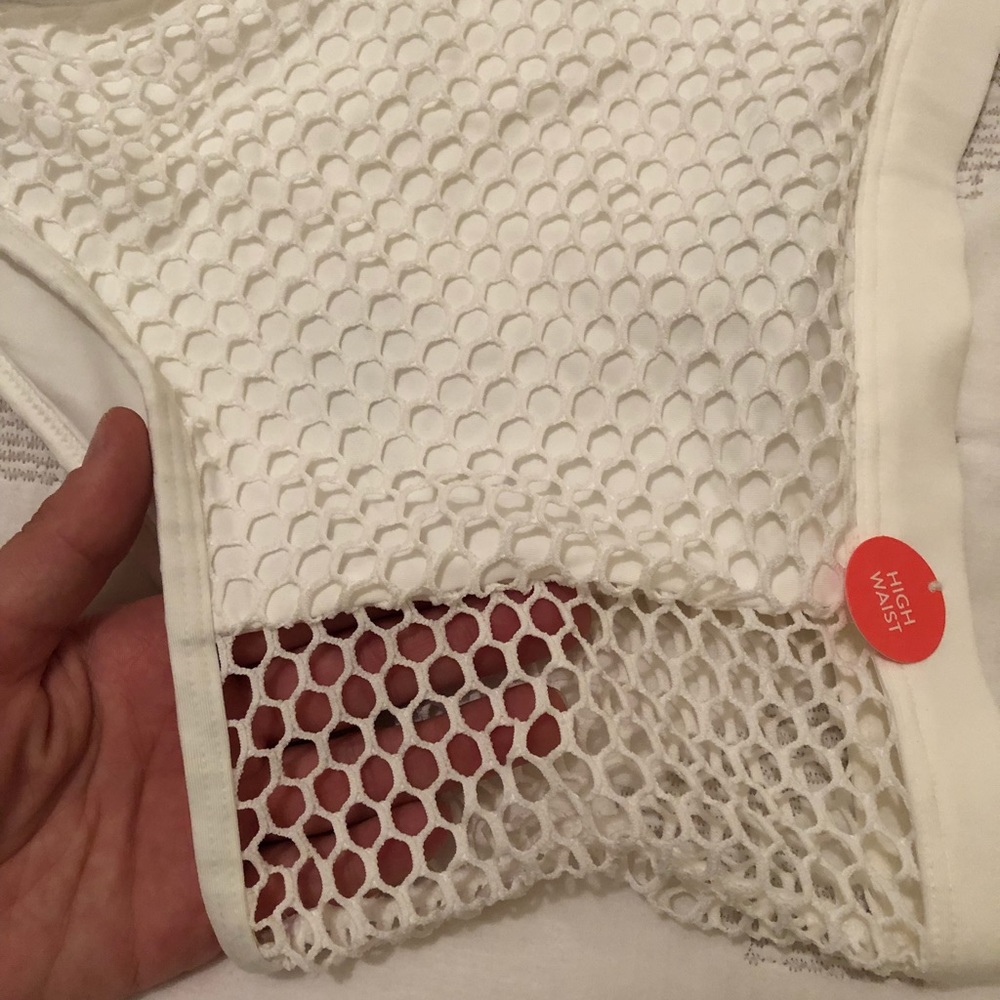 White high waisted mesh swim suit bottoms!